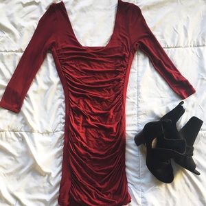Tight red body con party dress